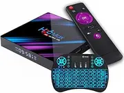Android 10.0 TV Box, 4GB RAM 64GB ROM Quad-Core Chip, Support Dual- WiFi 2.4G/5.8 GHZ, 4K Utral HD / 3D / H.265/BT 4.2/USB 3.0/Come with Wireless Mini-Keyboard,2gb+16gb