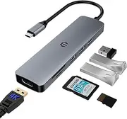 SUTOUG 6-in-1 USB C Hub Docking Station with SD/TF Card Reader, 4K HDMI Output, USB 3.0 Up to 5Gpbs, Compatible for Laptop and Other Type C Devices