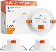 ENUOTEK Dimmable 12W LED Large Downlights Kitchen Bathroom Ceiling Recessed Lamps 1100Lm CCT Selectable 3000K 4000K 5000K 230V Cut Out Diameter 110-135MM IP44 Dampproof 3 Lamps
