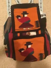 Vintage Hand Made Woolen BACKPACK frm SAN DIEGO MUSEUM OF MAN Book Bag NEW w Tag