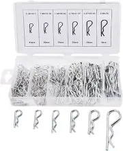 150 Pcs Hitch Pin Clips R Type Cotter Pin, Silver, Each Box Contains 6 Different