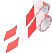 JUMPLAWN 2 Rolls Red White Striped Caution Tape Non Sticky Hazard Tape for High Visibility Dangerous Areas for Road Works Construction Sites