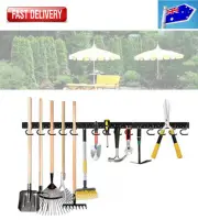64" Wall Hook Hanger Sheds Garden Tool Storage Rack Mop Garages Broom Tidy