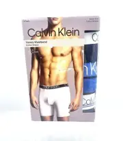 Calvin Klein Boxer Brief Size Large 3 Pack Cotton Stretch Black, Blue, Gray