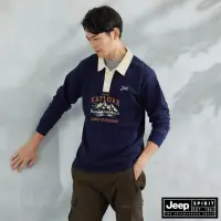 在飛比找momo購物網優惠-【JEEP】男裝 山岳圖騰印花長袖POLO衫(深藍)