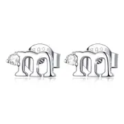 Solid 925 Signature Silver M&M Stud Earrings