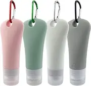 aoyeious Silicone Travel Bottles Set, Leak Proof Squeezable Portable Tubes Travel Size Toiletries Containers, Travel Tube Sets Cosmetic Toiletry Containers for Shampoo Lotion Soap- 4 Pack (3 fl. oz),