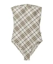 Burberry Checkered Ruffle Detailed One-Piece Swimsuit S,M Cotton
