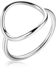 MILACOLATO 925 Sterling Silver Circle Karma Rings 18K White Gold Plated Fashion Simple Plain Stackable Ring Open Circle Karma Statement Promise Rings for Women Girls Size 5-9