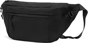 Long Keeper Crossbody Sling Bag Large Fanny Pack for Men Women Black Bumbag Waist Bag Waterproof Large Pockets Travel Cycling Gym Cross Body Bag Outdoor, Black, One Size, Sling Backpacks