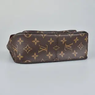 【Louis Vuitton 路易威登】LV M45592 Passy黑字LOGO印花Monogram帆布釦式斜背包(深咖啡x紅)