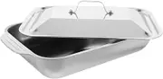 DINHEAROM 1 Set Grilled Fish Plate Small Roasting Tray Stainless Steel Roasting Tin Rectangle Cake Tin Deep Baking Tray Food Serving Pan Rectangular Dish Roaster Pan Stainless Steel Silver