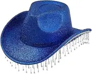 [Qianly] Western Cowboy Hat Lightweight Wide Brim Shiny Party Props Dress up Jazz Cap