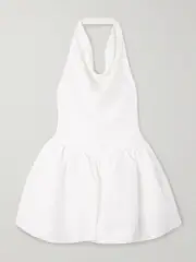 [Self-Portrait] Self-Portrait - Draped Crepe Halterneck Mini Dress - White - UK 14 UK 14 White
