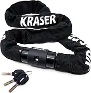 KRASER KR620 Bike Chain Lock, Heavy Duty ø6mm/0.23in Steel Links, Security Lock, Rotating Cover, Lightweight, Anti Theft for Bicycle, Motorcycle Electric Scooter, Ebike, Containers, Gates, 120cm/3.9ft