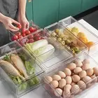 Refrigerator Produce Drawer Storage Bin Transparent Stackable Fridge Organizer