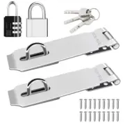 2 Pack Door Hasp Latch Lock with Combination Lock&Keys Lock, 5 Inch 304
