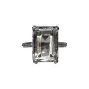 Small Sterling Silver Emerald Cut Rock Crystal Quartz Cubic Zirconia Baguettes