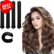 Heatless Hair Curler 4PCS Satin Flexi Rods Long/Medium Hair No Heat Black