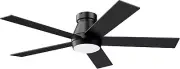 52" Ceiling Fan with Lights, Black Flush Mount Ceiling Fans with Remote Control,