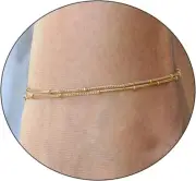 Dainty Layered Anklet,14K Gold Filled Cute Beads Satellite Chain Heart Boho Adju
