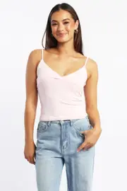 Pink Supersoft Cami Top Cross Over - Size 16XL, Women's Singlet