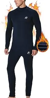 [MeetHoo] Men's Thermal Underwear Set, Fleece Lined High Neck Base Layer Compression Long Johns for Winter Running Skiing