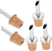 Cabilock 5Pcs Stainless Steel Oil Pourer Spouts Leakproof Cork Stoppers for Olive Oil Wine and Vinegar Bottles Elegant Design for Effortless Pouring and Multi Bottle Compatibility