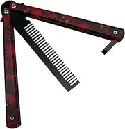 Grooming Comb, Butterfly Practice Trainer Designed, Portable Training Practice Hair Comb,Easy to Practice Flipping (Red)