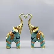 Sugutee Large Gold Elephant Statue for Home Decor, Small Elephant Figurines (2 Pcs Medium)