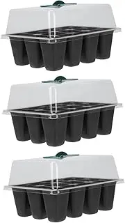TOGEVAL 3Pcs Plant Germination Tray with Lid Cells Plastic Planting Trays for Indoor and Outdoor Gardening Durable and Easy to Use Starter Tray for Seedlings and Vegetables