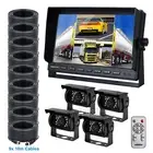10.1" Quad Monitor Split screen 4PIN CCD Reversing Camera 9x 10m Cables Package