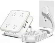 6 Feet Flat Extension Cord with 8 Outlets and 3 USB Ports