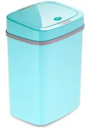 NINESTARS Plastic Trash Can Motion Sensor Rectangular Non-Skid Base 3/Gal Teal