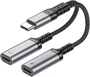 USB C Splitter USB C to USB C Female Adapter USB Y Splitter Cable (Not for Monitor) USB C Male to 2USB C Female Cable Double USB C Connection Hub USB C Charging Split Adapter for Mac