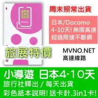 在飛比找蝦皮購物優惠-DOCOMO流量促銷中！日本網卡 吃到飽 4天5天6天7天8