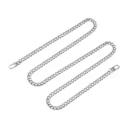 Iron Flat Chain Strap, 47" Handbag Chains Purse Straps DIY Replacement, Silver