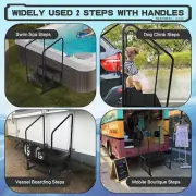 RV Steps with Two handrails, 2 Steps Mobile Home Stairs Steps Outdoor, Hot tu...