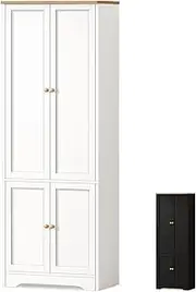 ALFORDSON Buffet Sideboard with 6 Adjustable Display Shelves and 4 Doors, Cupboard Cabinet with Hinge Doors, Storage Pantry Organiser for Kitchen, Hallway, Living Room, Bedroom and Bathroom, White