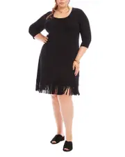 Karen Kane Plus Fringe Hem Dress