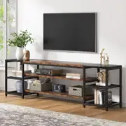 78 Inch TV Stand for TVs up to 85 Inch - Industrial 3-Tier Console with Storage Shelves