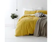 Park Avenue European Vintage Stone washed Cotton Quilt Cover Set Misted Yellow By Cloudlinen - Misted Yellow
