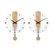 Wood Glass Wall Clock Wall Art Decor 40x55cm Decorative Decoration Silent for