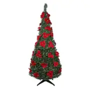 Northlight 6ft Green Poinsettia Pop-Up Artificial Christmas Tree Clear Slim
