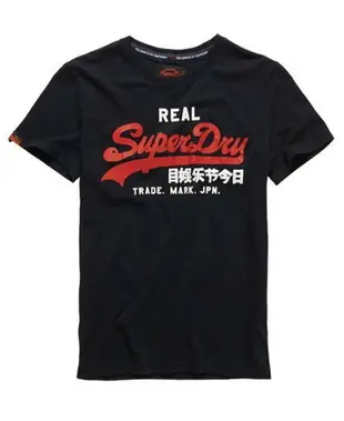 跩狗嚴選 英國 極度乾燥 Superdry Vintage 經典Logo T-shirt 深藍紅 短袖 上衣 重磅純棉 短T 土耳其製