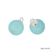 2 Blue Chalcedony Sterling Silver Dangle Charm Earring Pendant Beads 10mm #98323
