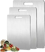 Pure Cut Titanium Cutting Board for Kitchen, Double-Sided Food-Grade Titanium Cutting Board for Cutting Meats, Fruits and Vegetables Set of 3