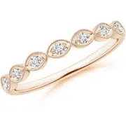 Pave Set Round Diamond Milgrain Wedding Ring