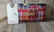 Unionbay wallet Wristlet plaid 4 x 7 12 Card slots slide snap closure Coin Purse
