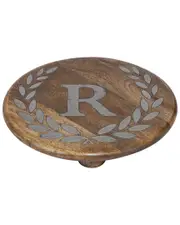 GG Collection Heritage Collection Mango Wood Round Trivet Letter "R"